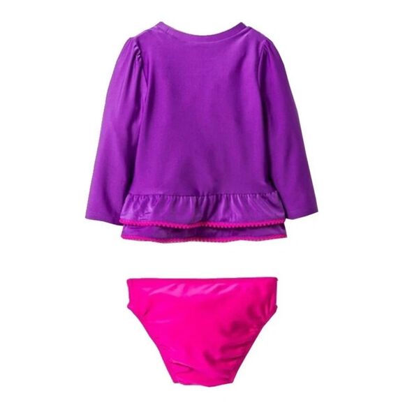 CAT & JACK Swimwear Little Girls Kids 9M Purple Rash Guard Sun Shining 2-Pc. Set - Picture 2 of 16